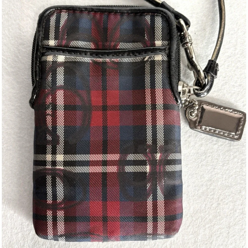 VTG Y2k Coach Poppy Tartan Plaid Wristlet Cigarette Phone Steampunk Holiday 90s
